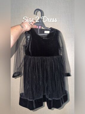 Girls' Black Velvet & Tulle Dress
